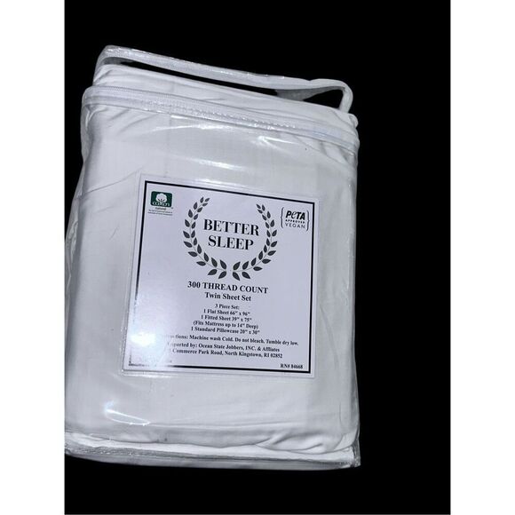 NEW IN PACKAGE BETTER SLEEP 100% LUXURIOUS Cotton PETA APPROVED VEGAN Crisp Whit - Picture 6 of 9